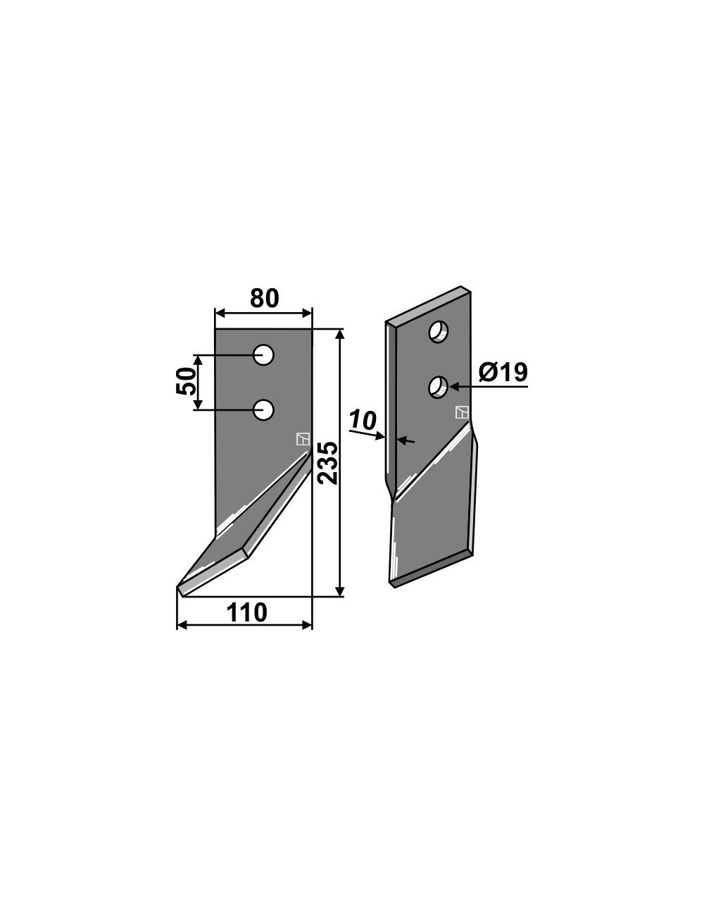 Dent rotative, modèle droit