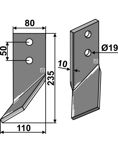 Dent rotative, modèle droit