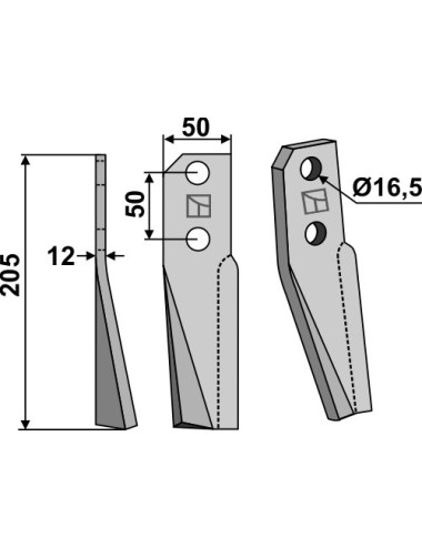 Dent rotative, modèle gauche