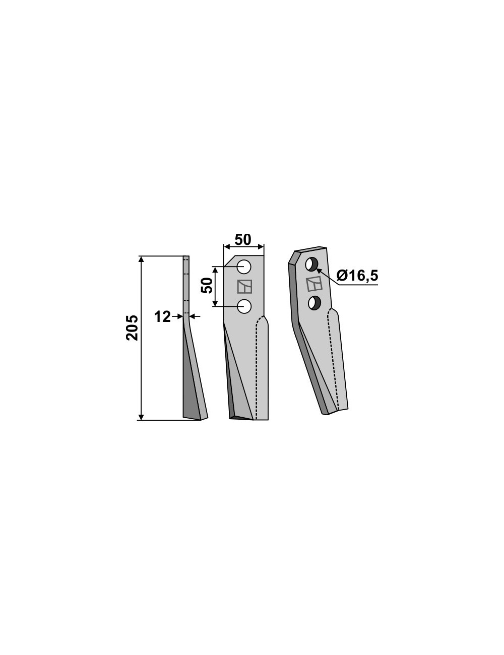 Dent rotative, modèle gauche