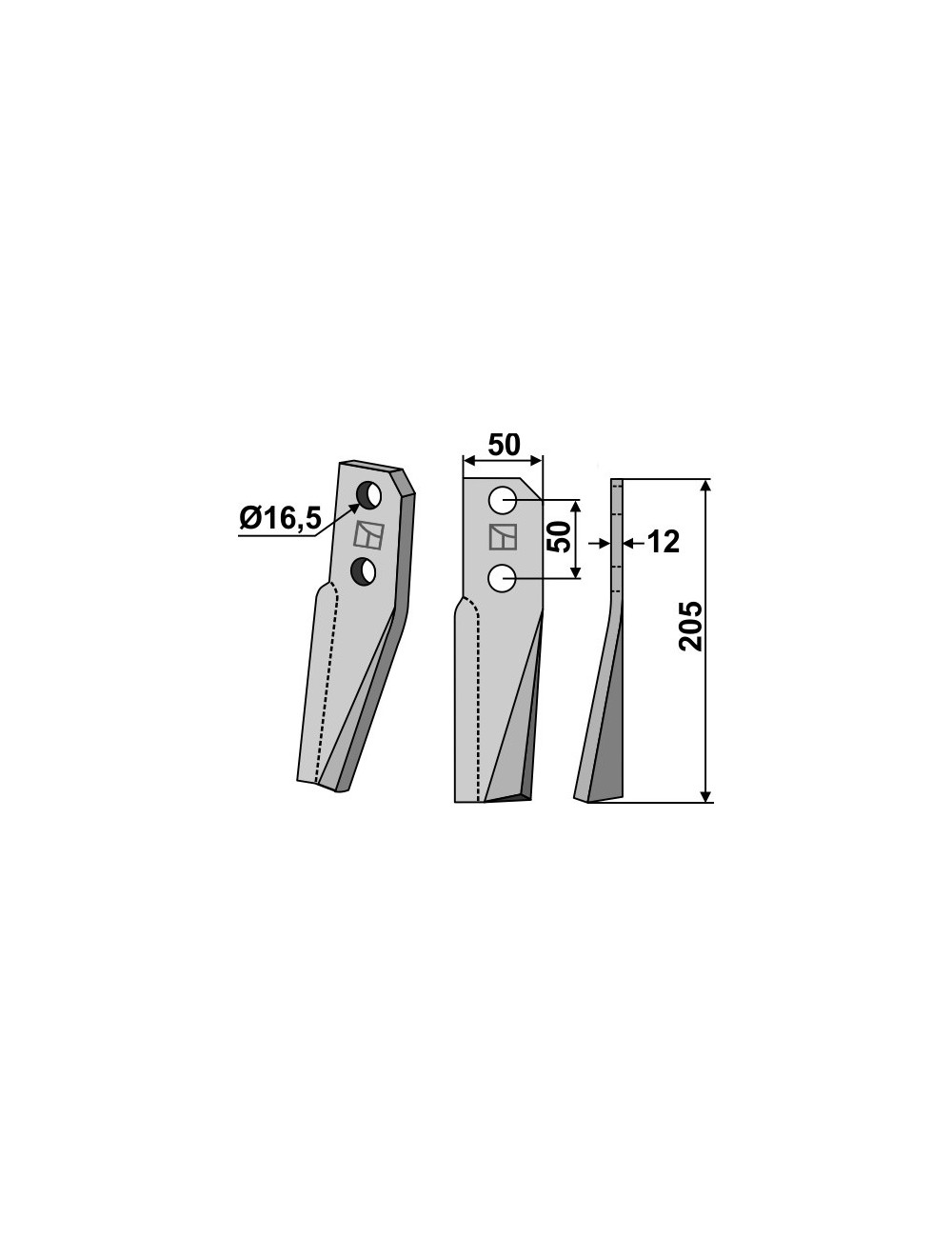 Dent rotative, modèle droit