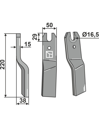 Dent rotative, modèle gauche