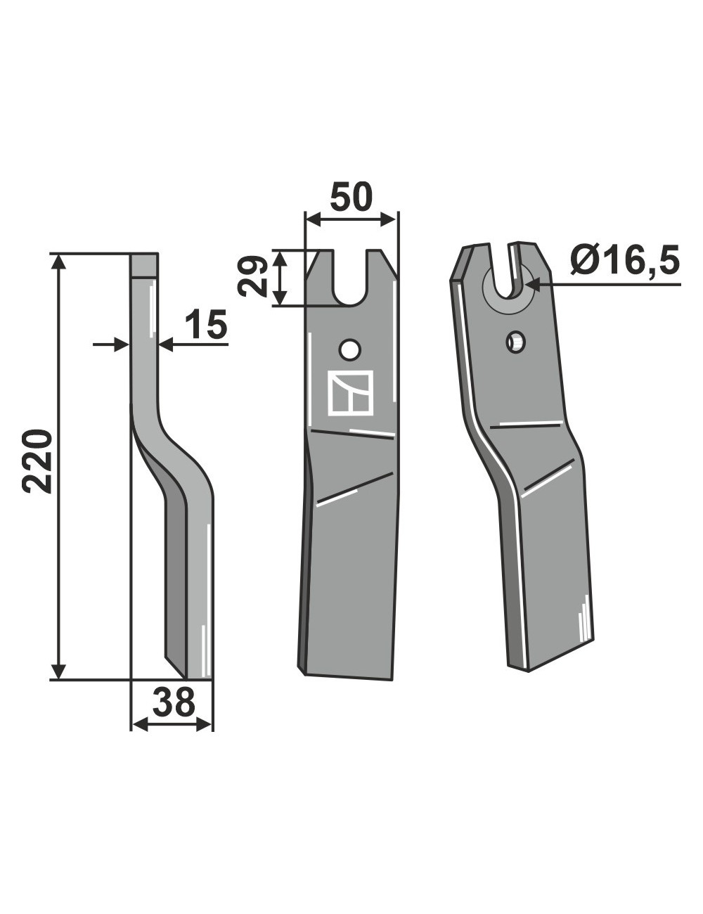 Dent rotative, modèle gauche