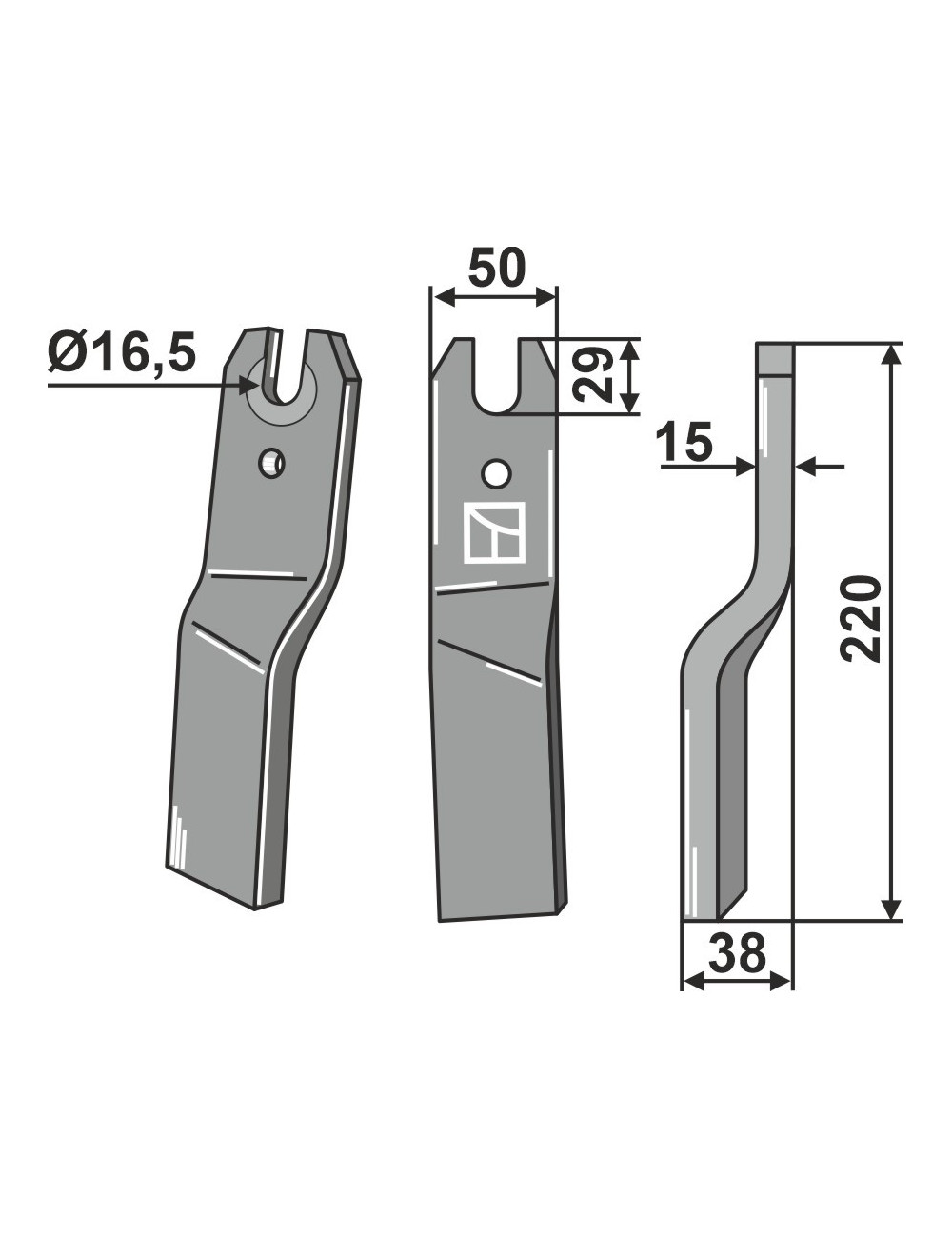 Dent rotative, modèle droit