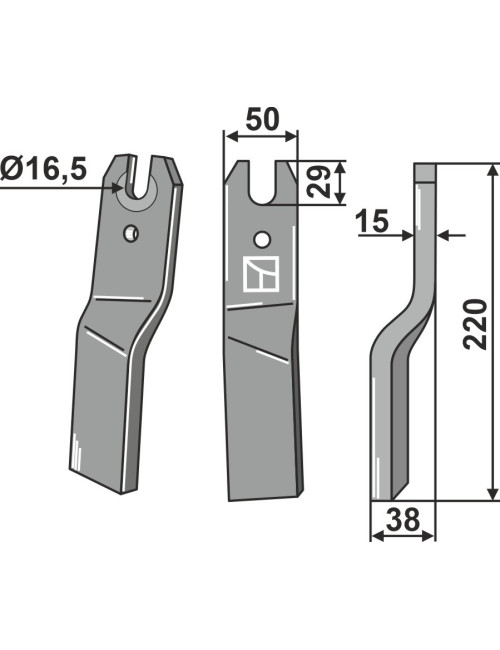 Dent rotative, modèle droit