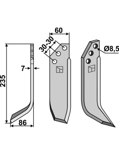 Couteau, modèle gauche