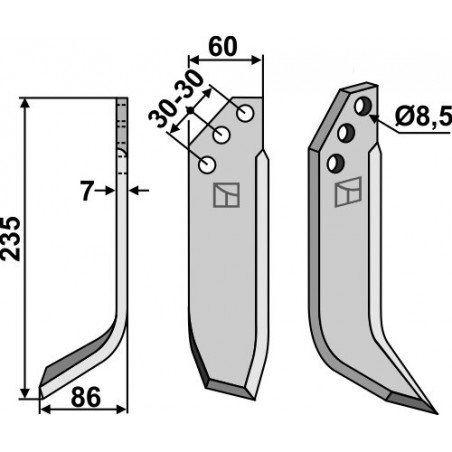 Couteau, modèle gauche