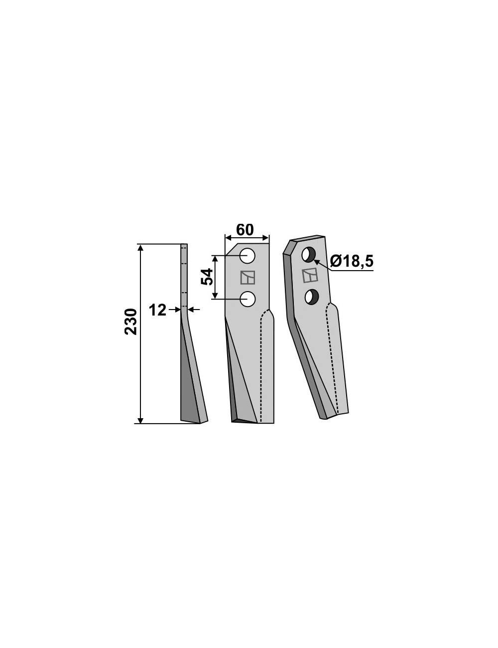 Dent rotative, modèle gauche