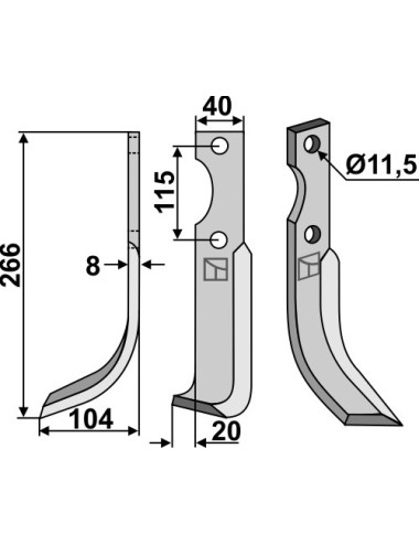 Couteau, modèle gauche