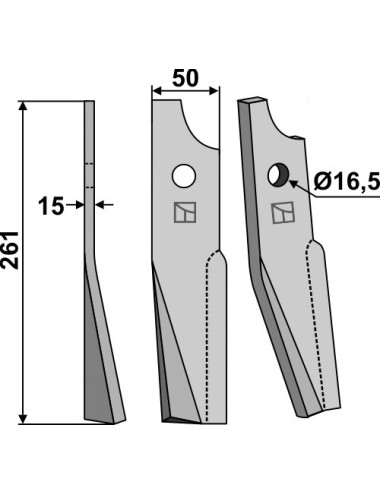 Dent rotative, modèle gauche