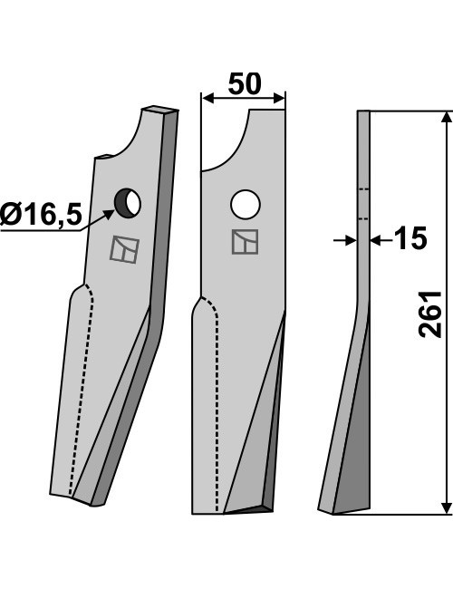 Dent rotative, modèle droit