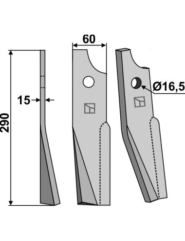 Dent rotative, modèle gauche