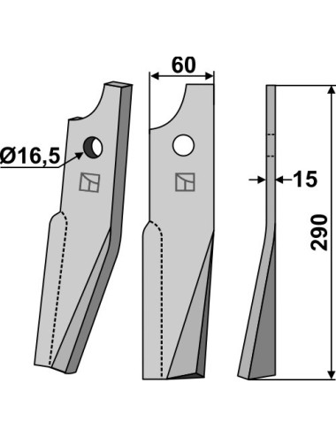 Dent rotative, modèle droit