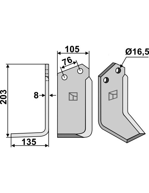 Couteau, modèle gauche