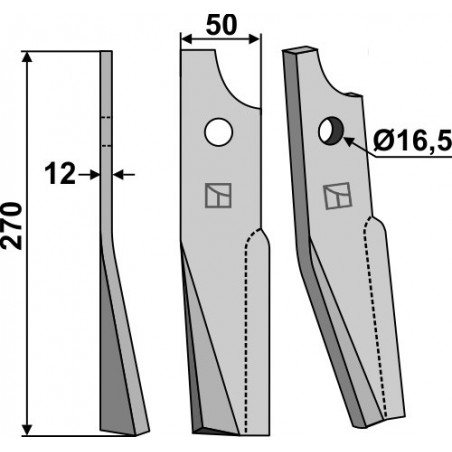 Dent rotative, modèle gauche