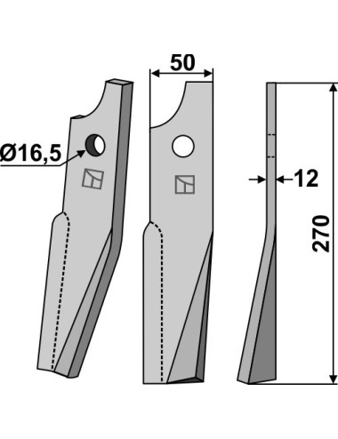 Dent rotative, modèle droit