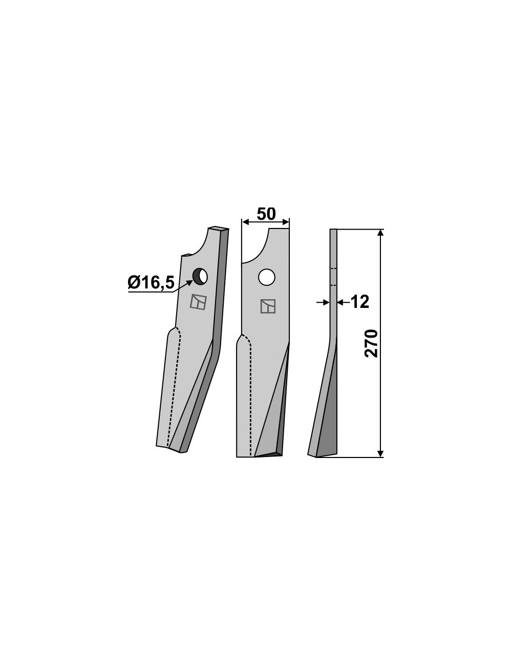 Dent rotative, modèle droit