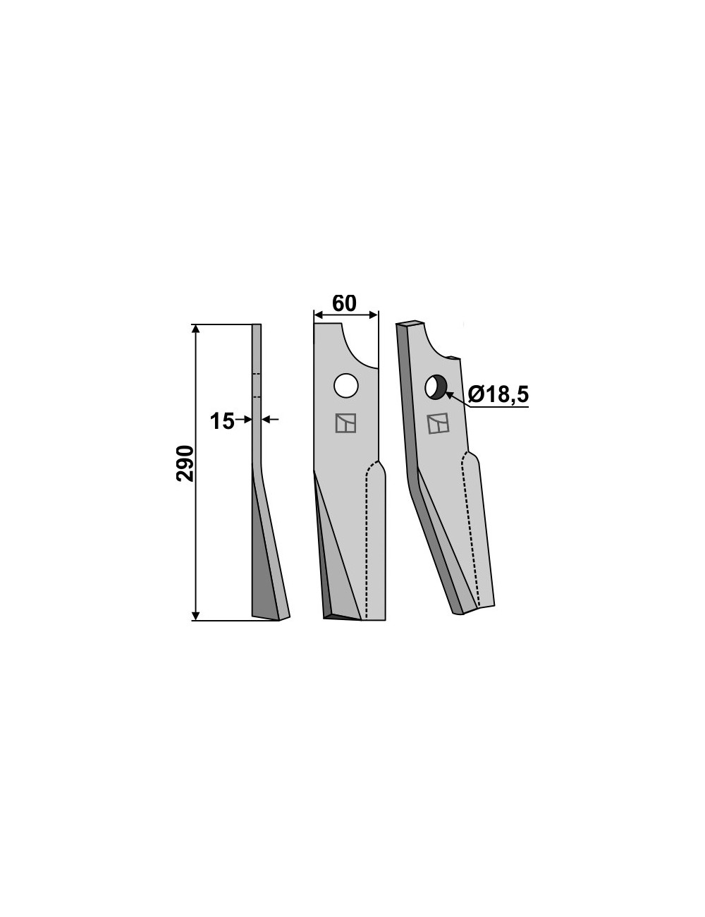 Dent rotative, modèle gauche