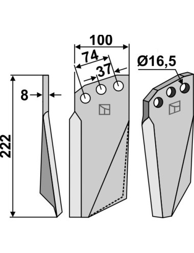 Dent rotative, modèle gauche