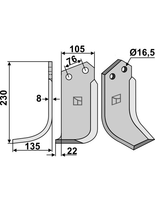 Couteau, modèle gauche