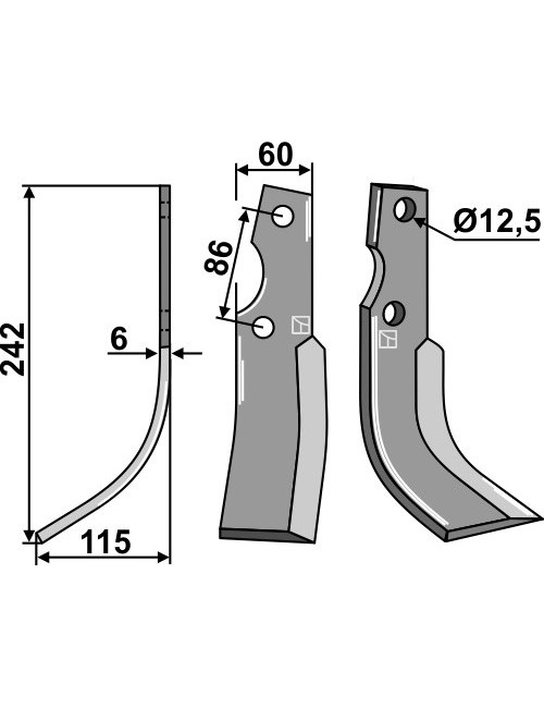 Couteau, modèle gauche