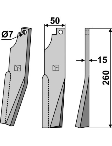 Dent rotative, modèle droit