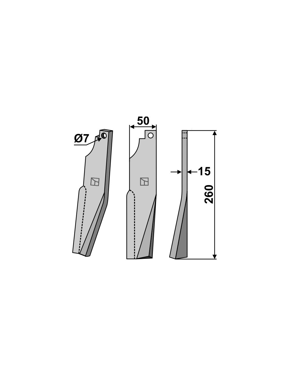 Dent rotative, modèle droit