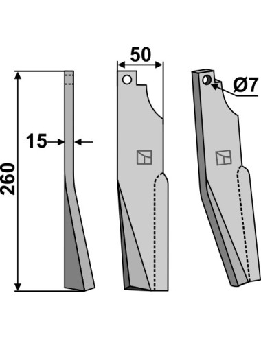 Dent rotative, modèle gauche