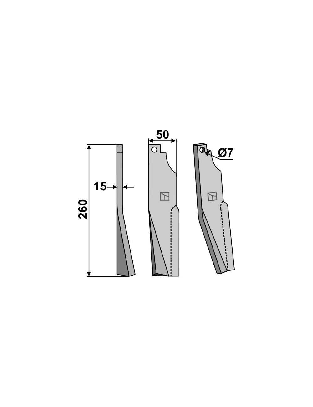 Dent rotative, modèle gauche