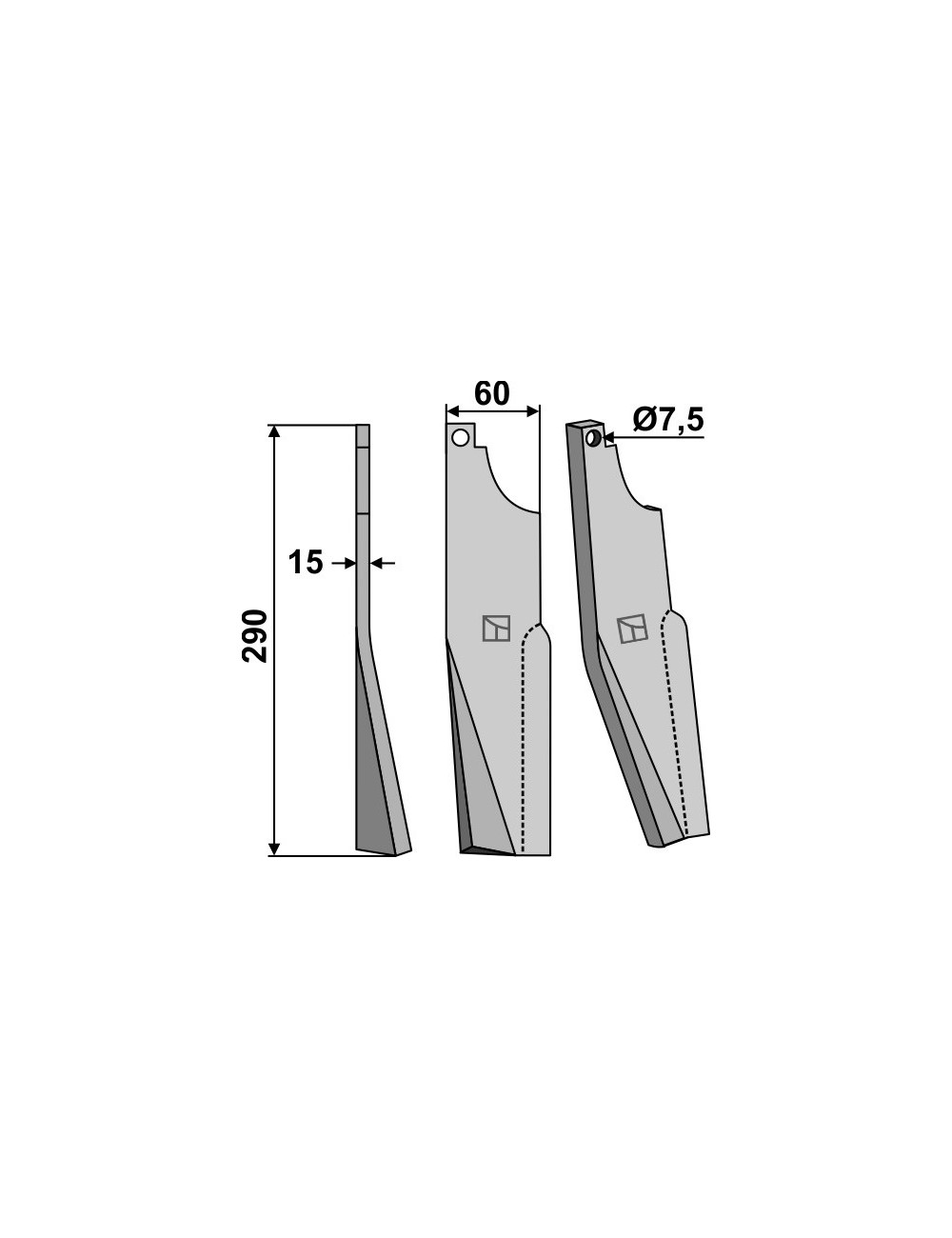 Dent rotative, modèle gauche