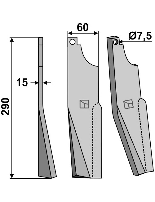 Dent rotative, modèle gauche