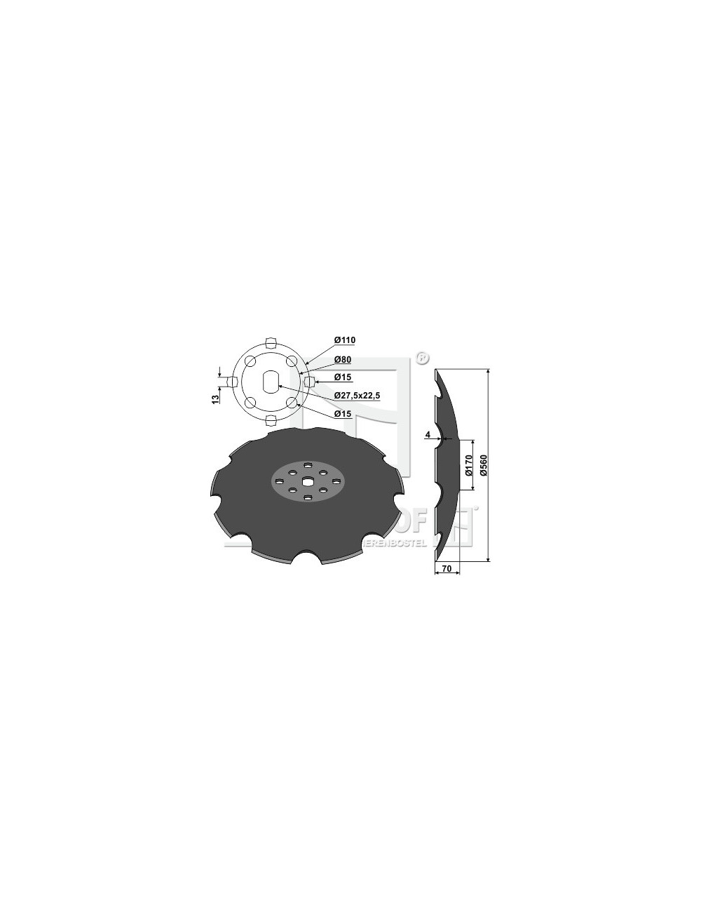 DISQUE CRENELE TCS-DIS-531 ADAPTABLE AGRISEM