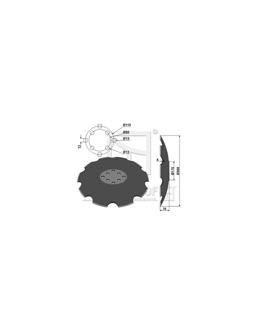 DISQUE CRENELE TCS-DIS-537 ADAPTABLE AGRISEM