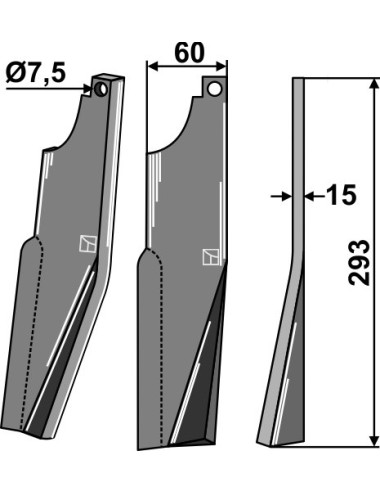 Dent rotative, modèle droit