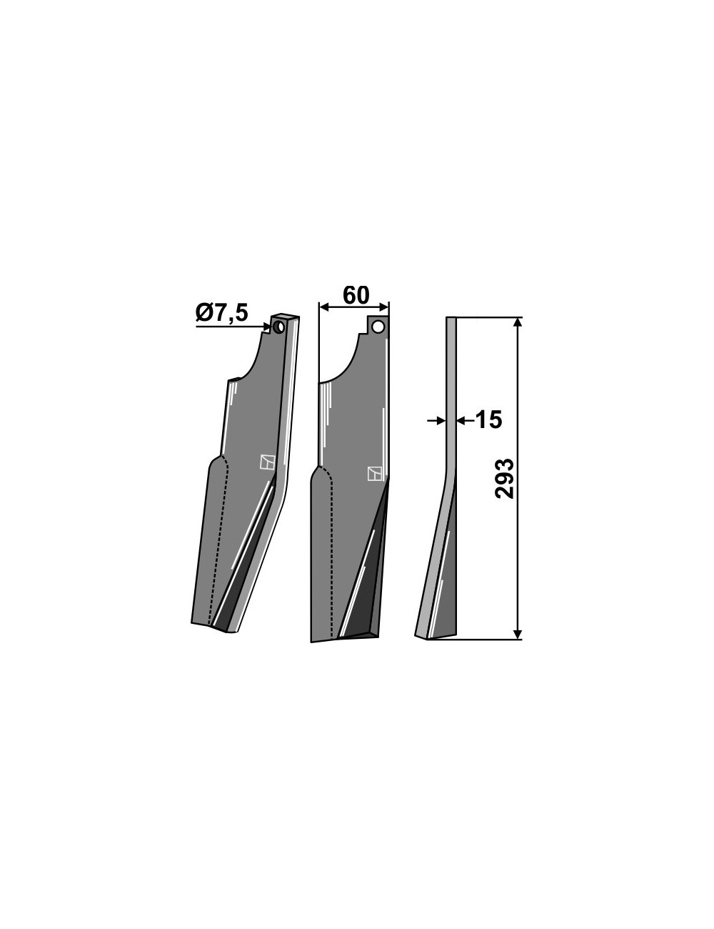 Dent rotative, modèle droit