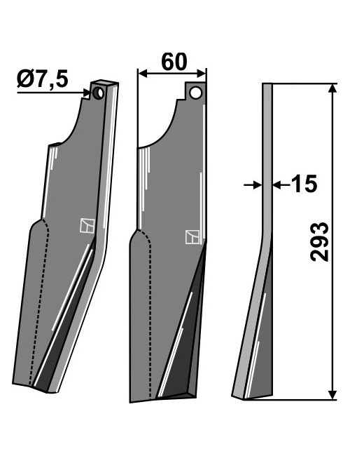 Dent rotative, modèle droit