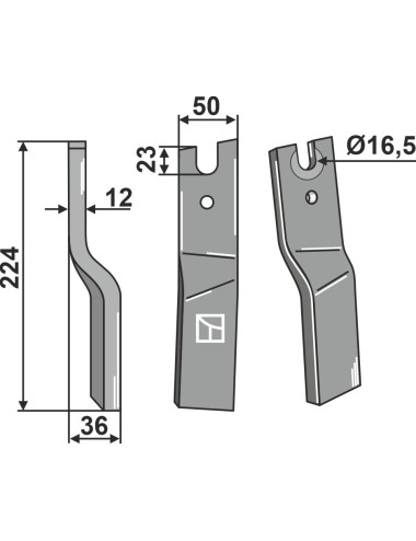 Dent rotative, modèle gauche