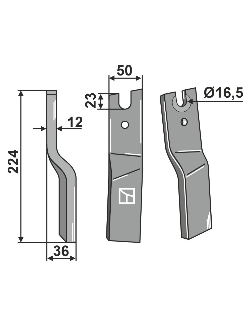 Dent rotative, modèle gauche