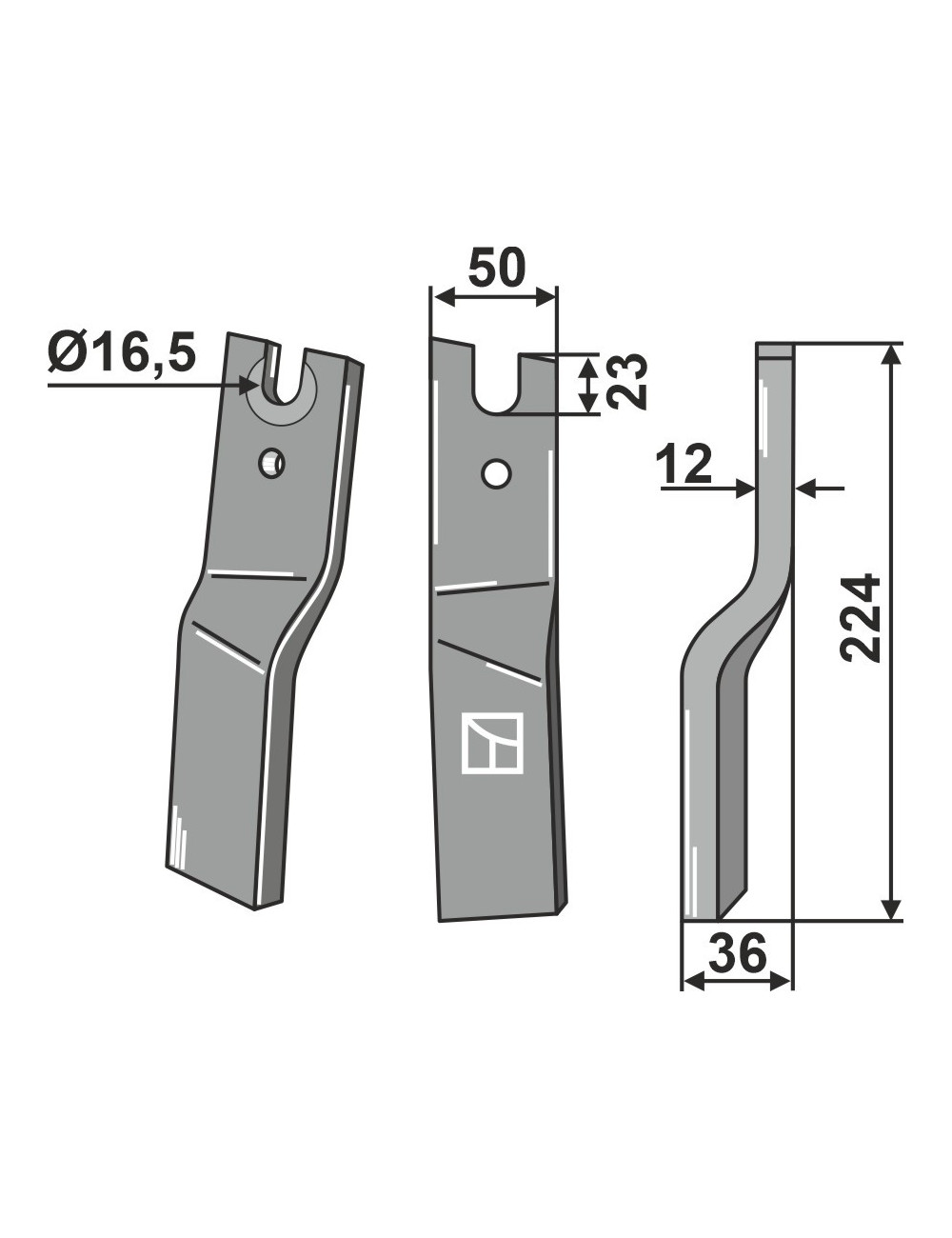 Dent rotative, modèle droit