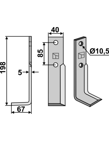 Couteau, modèle gauche