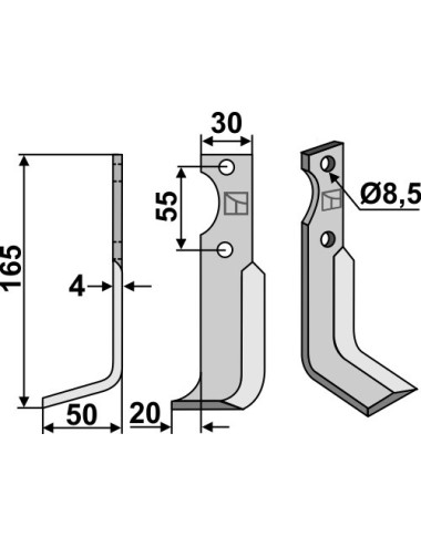 Couteau, modèle gauche