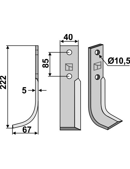 Couteau, modèle gauche