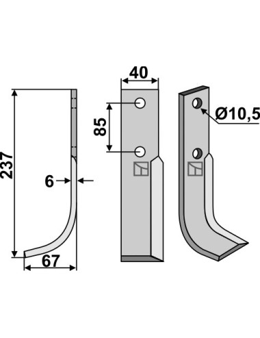 Couteau, modèle gauche