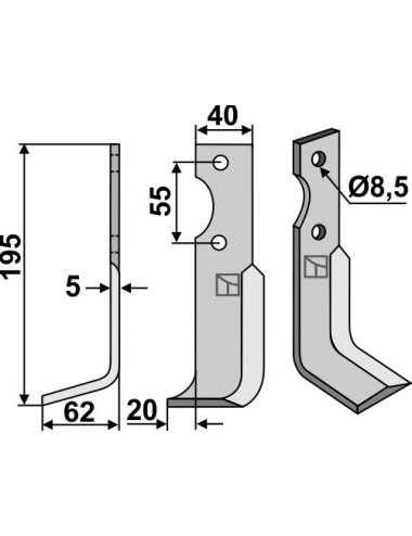 Couteau, modèle gauche