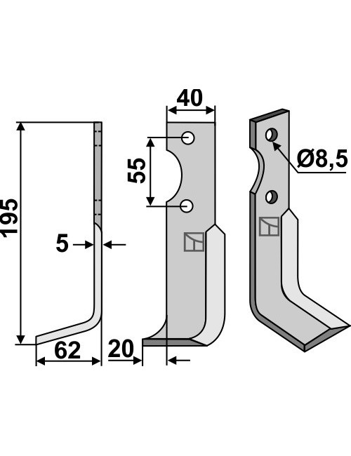 Couteau, modèle gauche