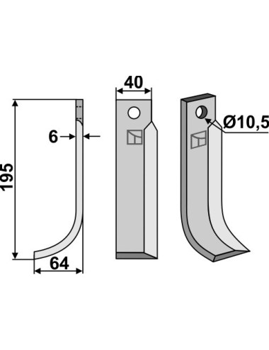 Couteau, modèle gauche