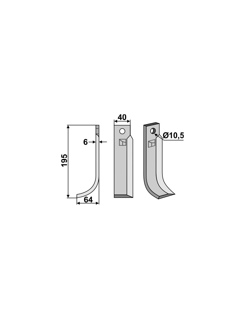 Couteau, modèle gauche