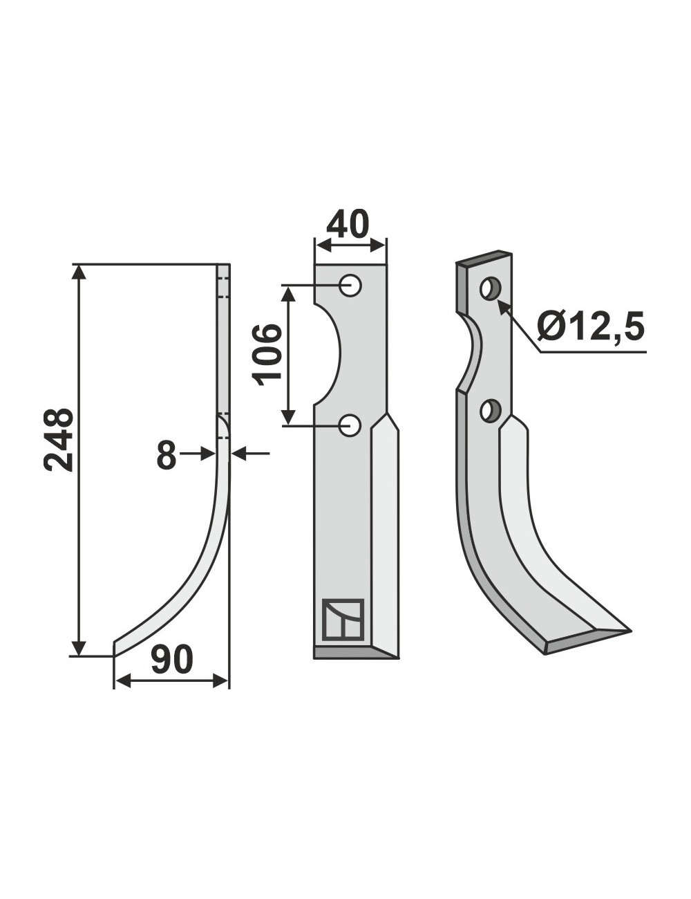 Couteau, modèle gauche