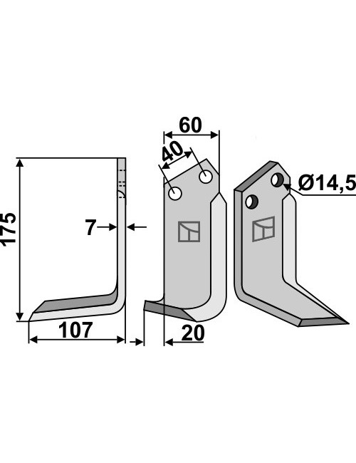 Couteau, modèle gauche