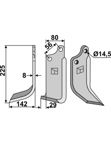 Couteau, modèle gauche